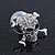 Rhodium Plated Crystal 'Skull & Crossbones' Stud Earrings - 15mm Length - view 2
