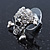 Rhodium Plated Crystal 'Skull & Crossbones' Stud Earrings - 15mm Length - view 3