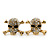 Gold Plated Crystal 'Skull & Crossbones' Stud Earrings - 15mm Length