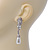 Bridal, Prom, Wedding Austrian Crystal, White Simulated Glass Pearl 'Rose' Drop Earrings In Rhodium Plating - 60mm Length - view 9