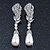 Bridal, Prom, Wedding Austrian Crystal, White Simulated Glass Pearl 'Rose' Drop Earrings In Rhodium Plating - 60mm Length - view 2