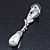 Bridal, Prom, Wedding Austrian Crystal, White Simulated Glass Pearl 'Rose' Drop Earrings In Rhodium Plating - 60mm Length - view 7