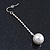 Silver Tone Bead Chain With White Faux Pearl Drop Earrings - 70mm Length - view 4