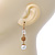 Vintage Inspired Beaded Drop Earrings In Gold Tone - 50mm Length - view 5