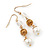 Vintage Inspired Beaded Drop Earrings In Gold Tone - 50mm Length - view 2