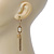 Vintage Inspired Chain Tassel, Butterfly Drop Earrings With Leverback Closure - 80mm Length - view 5