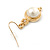 Vintage Inspired White Simulated Pearl Drop Earrings In Gold Plating - 35mm Length - view 4