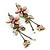 Vintage Inspired Pale Pink Enamel Floral Drop Earrings With Leverback Closure In Antique Gold Tone - 60mm Length - view 9