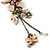 Vintage Inspired Pale Pink Enamel Floral Drop Earrings With Leverback Closure In Antique Gold Tone - 60mm Length - view 6