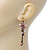 Vintage Inspired Pale Pink Enamel Floral Drop Earrings With Leverback Closure In Antique Gold Tone - 60mm Length - view 8