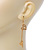 Matte Gold Tone Double Heart Chain Drop Earrings - 70mm Length - view 3
