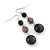 Black Acrylic Bead Drop Earrings In Silver Tone - 5cm Length - view 6