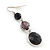 Black Acrylic Bead Drop Earrings In Silver Tone - 5cm Length - view 3