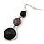 Black Acrylic Bead Drop Earrings In Silver Tone - 5cm Length - view 7