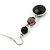 Black Acrylic Bead Drop Earrings In Silver Tone - 5cm Length - view 4