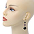 Black Acrylic Bead Drop Earrings In Silver Tone - 5cm Length - view 2