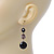 Black Acrylic Bead Drop Earrings In Silver Tone - 5cm Length - view 5