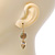 Gold Plated Flower, Leaf, Freshwater Pearl Drop Earrings - 45mm Length - view 3