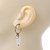 Small Vintage Inspired Antique Gold Tone Hoop Earrings With Milky White Glass Bead - 35mm Length - view 5