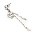 Silver Tone Maple Leaf, Chain Dangle, Freshwater Pearl Drop Earrings - 60mm Length - view 5