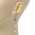 Silver Tone Maple Leaf, Chain Dangle, Freshwater Pearl Drop Earrings - 60mm Length - view 4