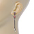 Vintage Inspired Crystal Pink Enamel Flower Double Chain Dangle Earrings In Pewter Tone - 60mm L - view 3