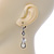 Off White Acrylic Bead, Simulated Pearl Drop Earrings With Leverback Closure In Silver Tone - 45mm L - view 4