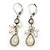 Off White Acrylic Bead, Simulated Pearl Drop Earrings With Leverback Closure In Silver Tone - 45mm L - view 8