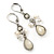 Off White Acrylic Bead, Simulated Pearl Drop Earrings With Leverback Closure In Silver Tone - 45mm L - view 7