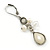 Off White Acrylic Bead, Simulated Pearl Drop Earrings With Leverback Closure In Silver Tone - 45mm L - view 5