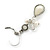 Off White Acrylic Bead, Simulated Pearl Drop Earrings With Leverback Closure In Silver Tone - 45mm L - view 6