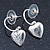 Silver Tone Small Hoop With Heart Locket Charm Drop Earrings - 28mm Length - view 14