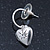 Silver Tone Small Hoop With Heart Locket Charm Drop Earrings - 28mm Length - view 5