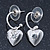 Silver Tone Small Hoop With Heart Locket Charm Drop Earrings - 28mm Length