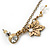 Antique Gold Tone Maple Leaf, Chain Dangle, Freshwater Pearl Drop Earrings - 60mm Length - view 5