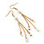 Long Gold Tone White Faux Pearl Chain Dangle Earrings - 8cm Length - view 7
