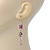Pink Enamel Flower, Acrylic Bead Chain Dangle Earrings In Silver Tone - 8cm Length - view 3