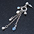 Vintage Inspired Freshwater Pearl, Light Blue Crystal Chain Tassel Drop Earrings In Silver Tone - 75mm L - view 7