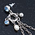 Vintage Inspired Freshwater Pearl, Light Blue Crystal Chain Tassel Drop Earrings In Silver Tone - 75mm L - view 5