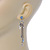 Vintage Inspired Freshwater Pearl, Light Blue Crystal Chain Tassel Drop Earrings In Silver Tone - 75mm L - view 4