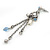 Vintage Inspired Freshwater Pearl, Light Blue Crystal Chain Tassel Drop Earrings In Silver Tone - 75mm L - view 2