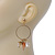 Vintage Inspired Glass Bead, Freshwater Pearl, Beige Quartz Stone Hoop Earrings In Gold Plating - 65mm Length - view 3