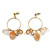 Vintage Inspired Glass Bead, Freshwater Pearl, Beige Quartz Stone Hoop Earrings In Gold Plating - 65mm Length - view 8