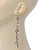 Long Chain Milky White Bead Dangle Earrings In Antique Silver Metal - 11.5cm Length - view 4