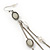 Long Chain Milky White Bead Dangle Earrings In Antique Silver Metal - 11.5cm Length - view 6
