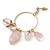 Vintage Inspired Glass Bead, Freshwater Pearl, Rose Quartz Stone Hoop Earrings In Gold Plating - 65mm Length - view 2