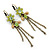 Light Green Enamel, Crystal Flowers, Chains Drop Earrings With Leverback Closure In Burn Gold Tone - 60mm Length - view 8