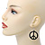 Black Enamel 'Peace' Drop Earrings In Silver Plating - 50mm Length - view 3