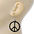 Black Enamel 'Peace' Drop Earrings In Silver Plating - 50mm Length - view 4