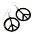 Black Enamel 'Peace' Drop Earrings In Silver Plating - 50mm Length - view 5